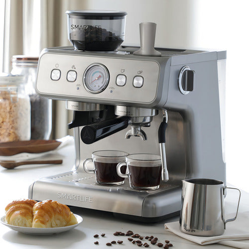 Cafetera Expresso Con Molinillo Smartlife Ecg5020 15 Bares Gris