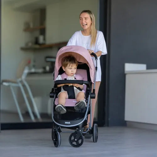 Cochecito Huevito Travel System Y Manillar Rebatible Bebesit Gris Claro