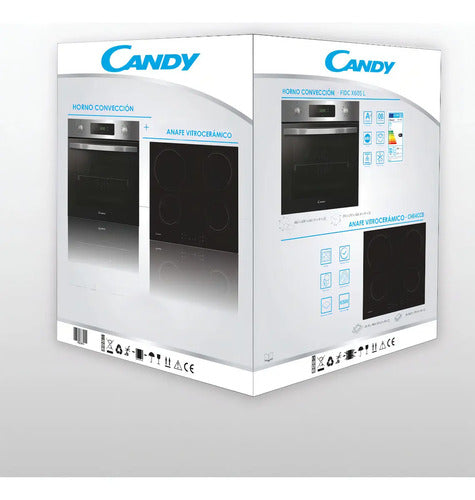 Combo Candy Horno Electrico Fidcx605l + Anafe Ch64ccb Vitroc Color Negro