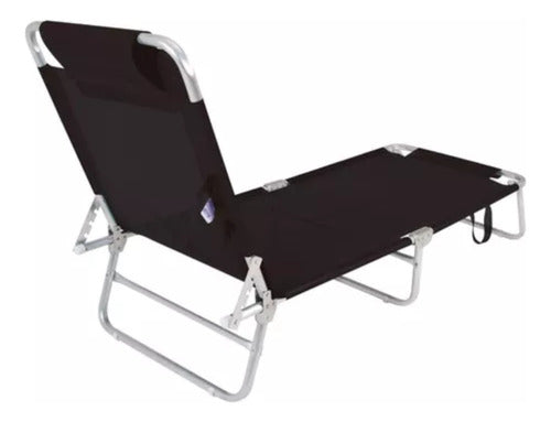 Reposera Cama Plegable Reclinado Aluminio Botafogo Negra Cts Negro