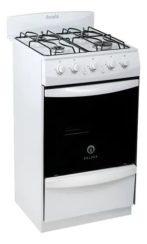 Cocina Escorial Palace Cristal Blanca A Gas Natural 4 Hornallas Con Visor 50l Blanco