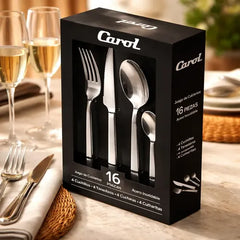 Juego De Cubiertos Carol Premium 16 Piezas Acero Inox Gris