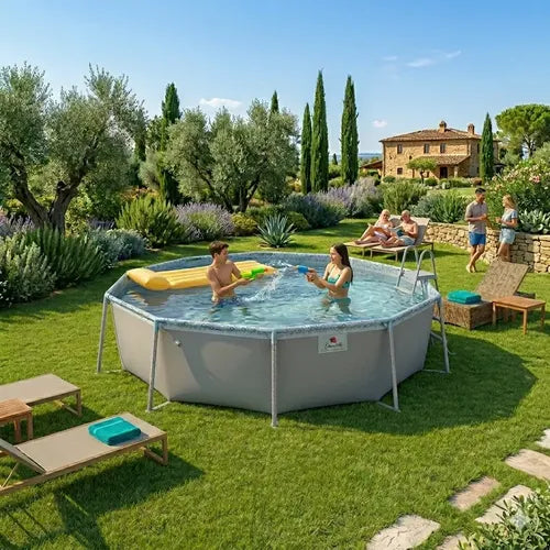 Pileta Piscina De Lona Tiburoncito N°9  5000l 300x70 Cm Gris Lisa
