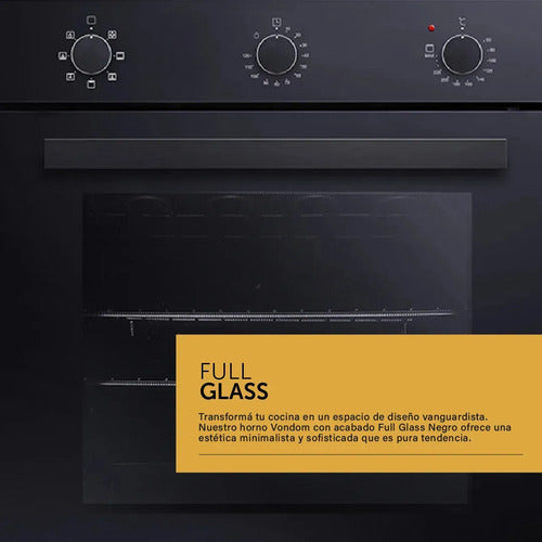 Combo Cocción Eco Vondom Horno Empotrable + Anafe Vitro 60cm Negro