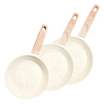 Set Sartenes Carol 20/24/30 Granito Crema Induccion Crema