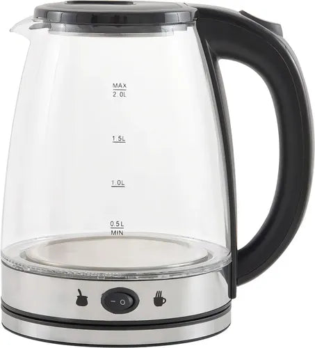 Pava Eléctrica Kanji De Vidrio Con Corte Automático Y Función Mate De 2 Litros Gris Negro