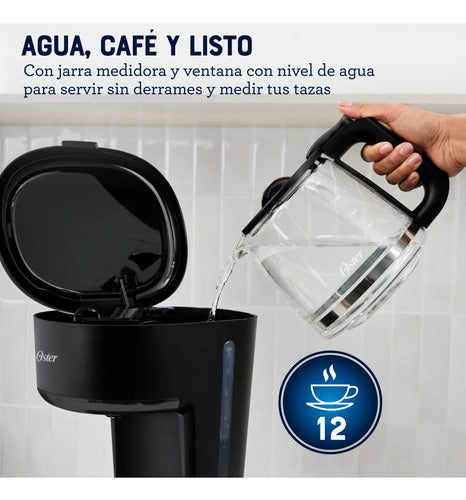 Cafetera De Filtro Reutilizable Oster Dcs121b 12 Tazas 900w Negro