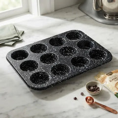 Molde De Acero Antiadherente Para 12 Muffins Carol 20028fne Negro