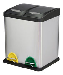 Tacho Cesto Doble De Basura De Acero Inoxidable Con Pedal Gris
