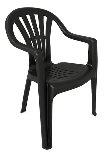 4 Sillas Plasticas Apilables H:100k Interiores Exteriores Tm Negro Lisa