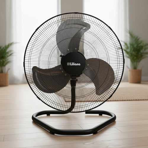 Turbo Ventilador Piso 20 Liliana Vt20pow 3 Aspas Metalicas 50.8 Cm 50 Hz Negro Gris Metal 3