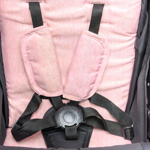 Cochecito De Paseo Con Manillar Rebatible Rosado Rosa Plateado