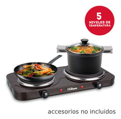 Anafe Eléctrico Doble Liliana Aa904 5 Niveles 1000/1500w Negro