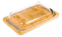 Fuente Asadera Vidrio Templado Tabla Bambú 34cm Carol Marrón Claro
