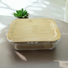 Contenedor Vidrio Hermetico Tapa Bamboo L 1040ml Color Marrón Claro