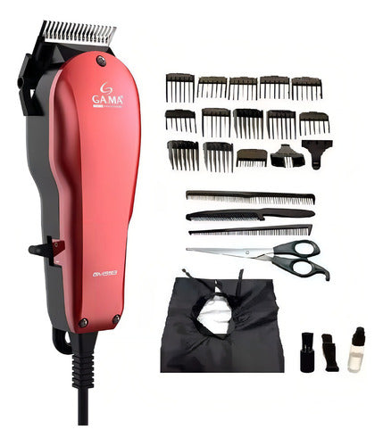 Cortadora De Pelo Gama Gm593 24 Piezas Profesional Magnetic Rojo