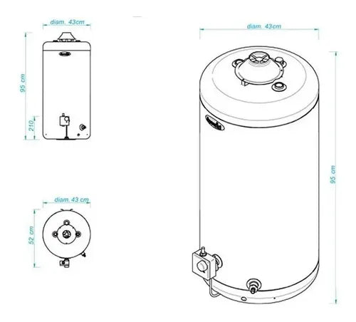 Termotanque Multigas Escorial Estándar 80l Blanco 80l
