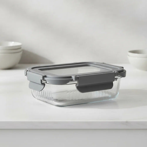 Taper Contenedor De Vidrio Tapa Hermetica Carol De 1040ml Gris