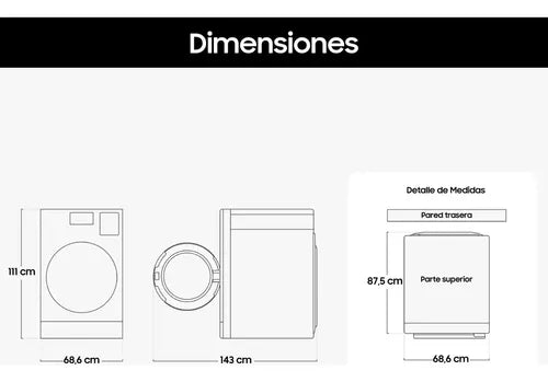 Lavasecarropas Samsung Wd22fb8690be Bespoke Ia 22kg Blanco
