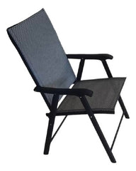 Combo 4 Sillas Plegable Jardin Ratan 1 Mesa 80cm Vidrio Caño Negro Lisa