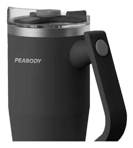 Vaso Térmico Mug Peabody Pemg1200 Negro 1200ml Doble Tapa Cs Negro Lisa