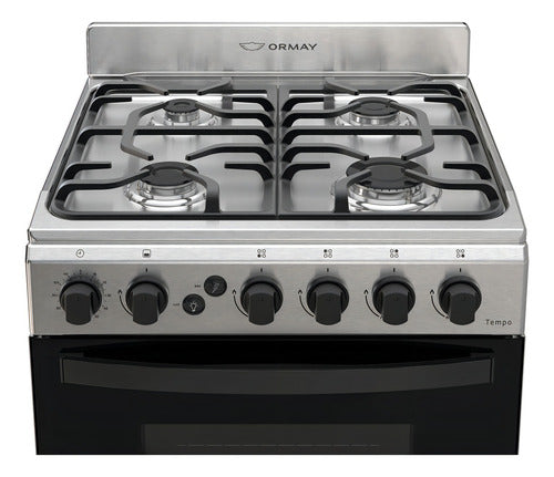 Cocina Ormay Tempo Acero Inoxidable 4 Hornallas Timer
