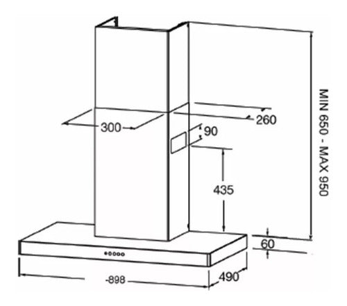 Campana Spar Stilo 6351-030 90cm Inox Motor Potenc Color Plateado
