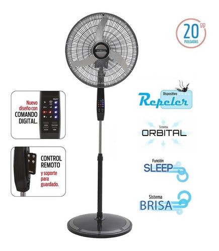 Ventilador De Pie Liliana 20 PuLG Vpd20r Orbital 90w Repeler 50.8 Cm Negro Plata Metal 3