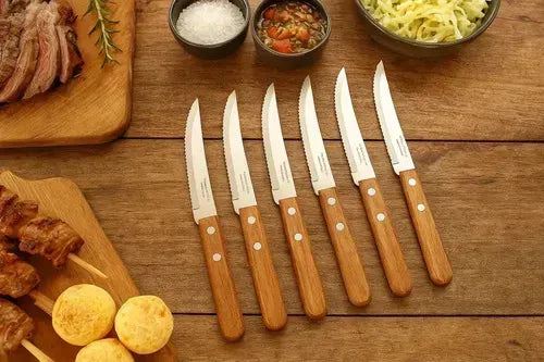 Set De Cuchillos Tramontina Dynamic Mango Madera X 12 Madera