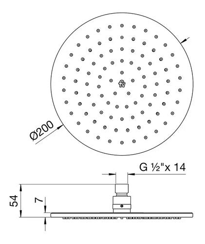 Griferia Ducha Articulada Fv 0126.pr0-20-cr De 200mm Cromo
