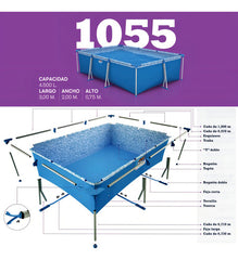 Pileta Estructural Rectangular Pelopincho 1055 Con Capacidad De 4500 Litros 2x3 M