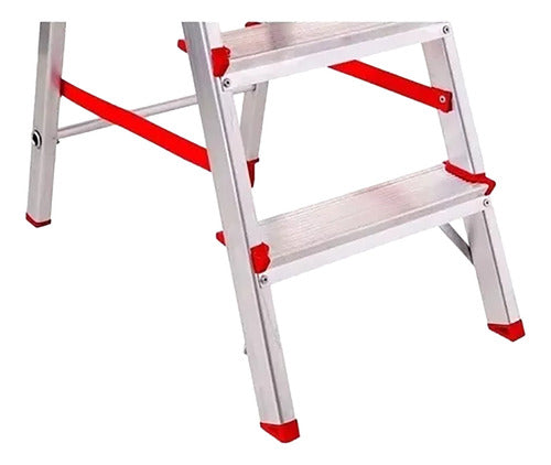 Escalera Aluminio Tijera 3 Escalones Botafogo 120kg Tio Musa Color Rojo Gris/rojo