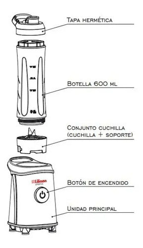 Licuadora Liliana Sportlic Al116 600ml 350w Tio Musa Acero