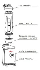Licuadora Liliana Sportlic Al116 600ml 350w Tio Musa Acero