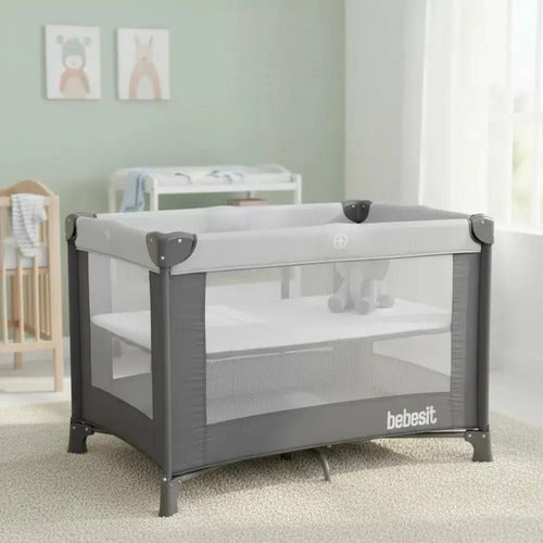 Practicuna Corralito Plegable Transportable Bebesit 2105-ab Gris Liso
