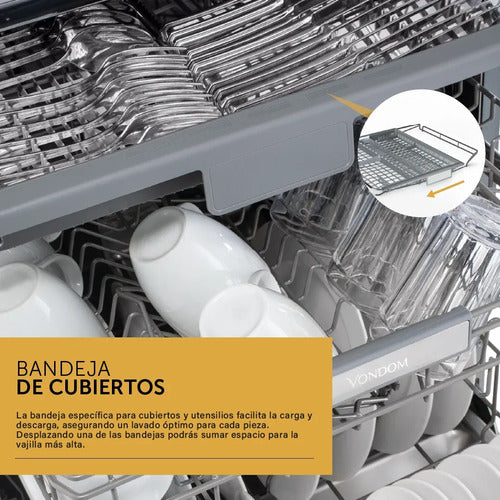 Lavavajillas Panelable Vondom Lvj14p De 14 Cubiertos Gris