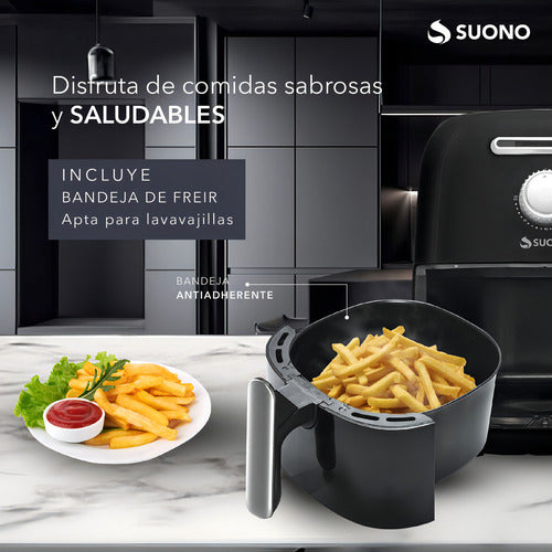 Freidora De Aire Suono Air Fryer Mecánico 3.2 L 1450w Color Negro