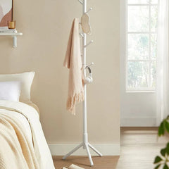 Perchero De Pie De Madera Con Base De 3 Soportes Blanco