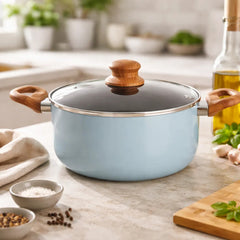 Set Bateria Cocina 7 Pz Carol Antiadherente Cacerola Sarten Azulino