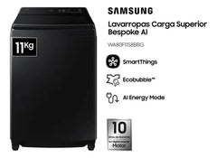 Lavarropas Samsung Carga Superior Wa80f11s8bbg 11 Kg Black Negro