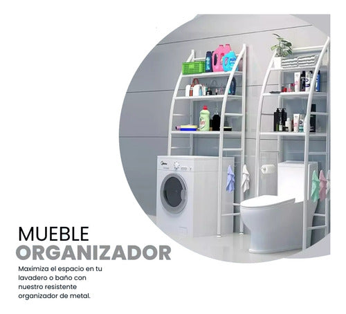 Estanteria Organizador Baño Lavarropas 3niveles Metal Blanco Blanco