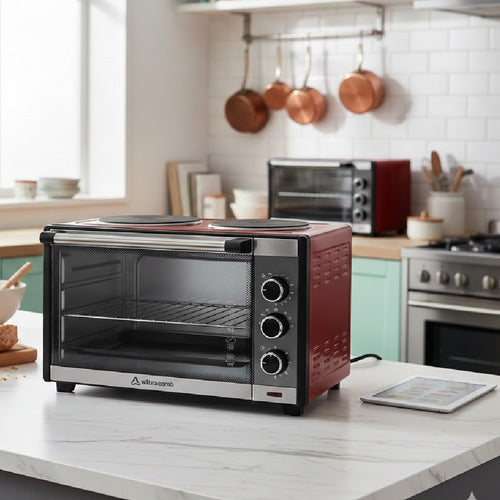 Horno Eléctrico Ultracomb Uc45acn Con 2 Anafes 45lts Rojo