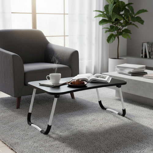 Mesa Bandeja Plegable Para Desayuno Base Notebook Negra