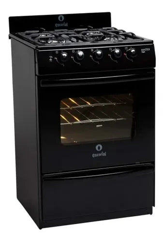 Cocina Escorial Master Style Multigas Color Negro Con Puerta