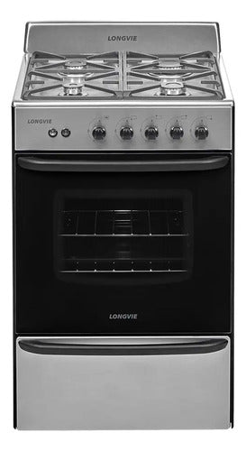 Cocina A Gas Longvie 13331xf 56cm Inox Cajón Parrilla Color Acero Inoxidable Tipo De Conexión Multigas