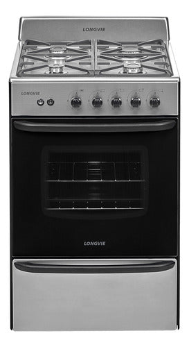 Cocina A Gas Longvie 13331xf 56cm Inox Cajón Parrilla Color Acero Inoxidable Tipo De Conexión Multigas