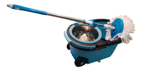 Balde Mopa Centrifugo 360 Escurridor Trapeador Ruedas Azul
