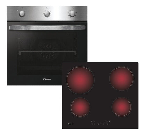 Candy Combo Horno Electr. Fidcx602 + Anafe Eléctrico Ch64ccb Color Plateado Y Negro