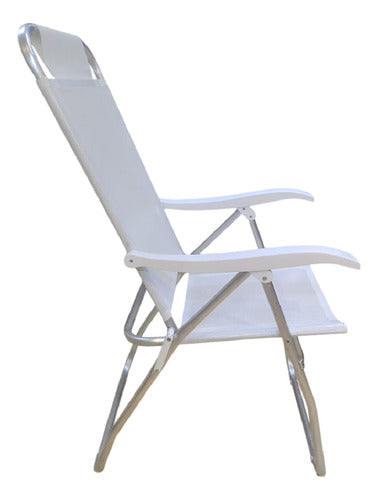 Reposera 4 Posiciones Bel Aluminio Poliéster Pvc Blanco Blanco