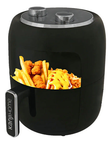Freidora De Aire Sin Aceite Kanjihome Air Fryer Analogica 4l Color Negro